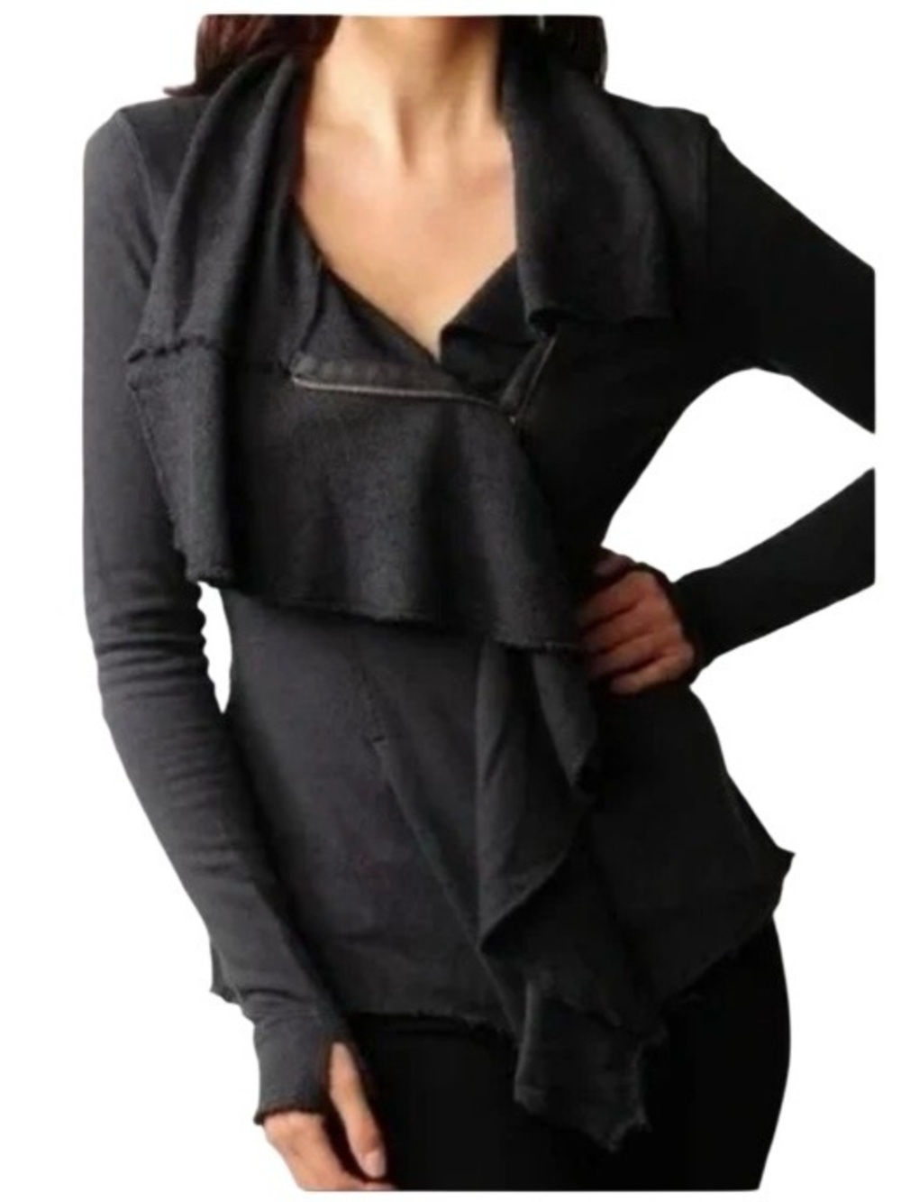 We The Free Ebb and Flow Asymmetrical Zip Ruffle Jacket